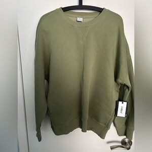 Sage Green Relaxed Fit Sweatshirt with Ribbed Details